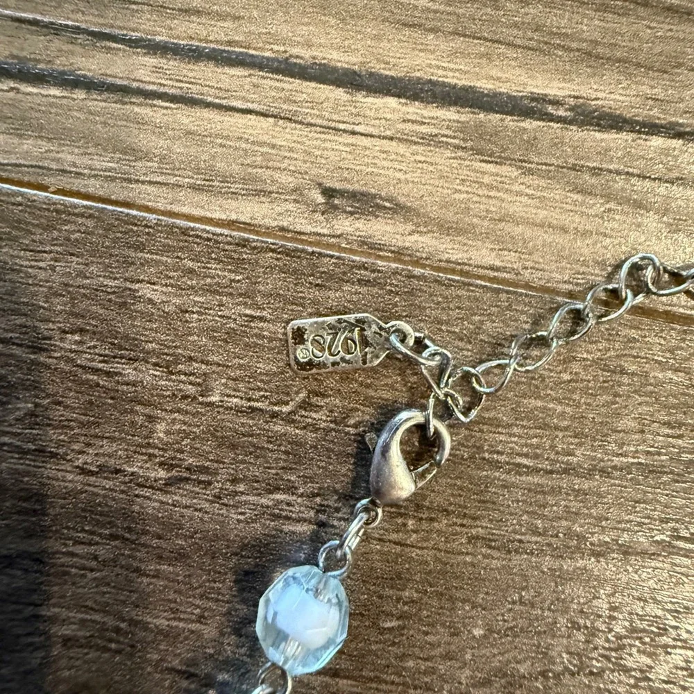 1928 Jewelry Co Turquoise Blue Glass Bead Silver Tone Filigree Necklace 18 Inch
